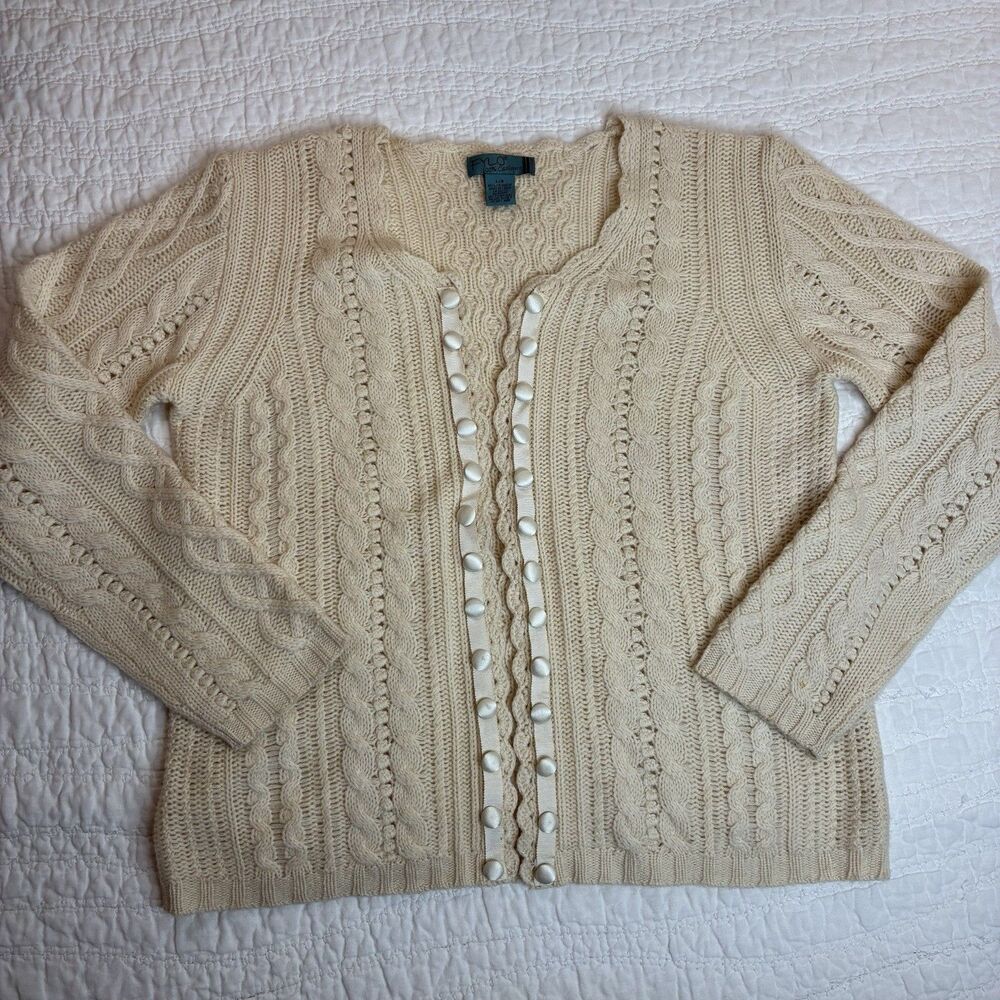 FYLO 100% cashmere cardigan Lrg long sleeve open front quiet lux elevated *spot